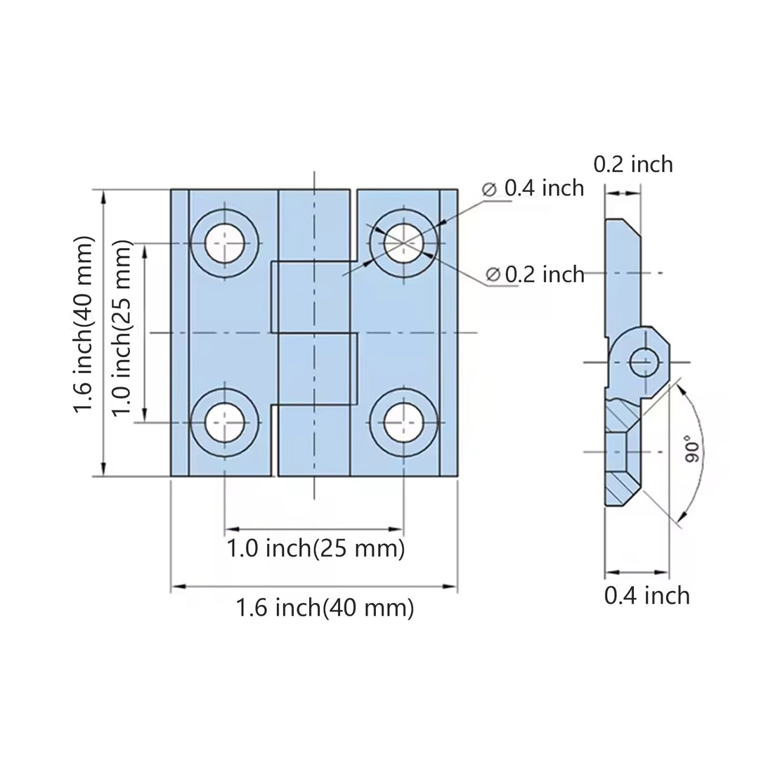 1.6 Inch Black Zinc Alloy Hinge Suface Mount for Cabinet Door