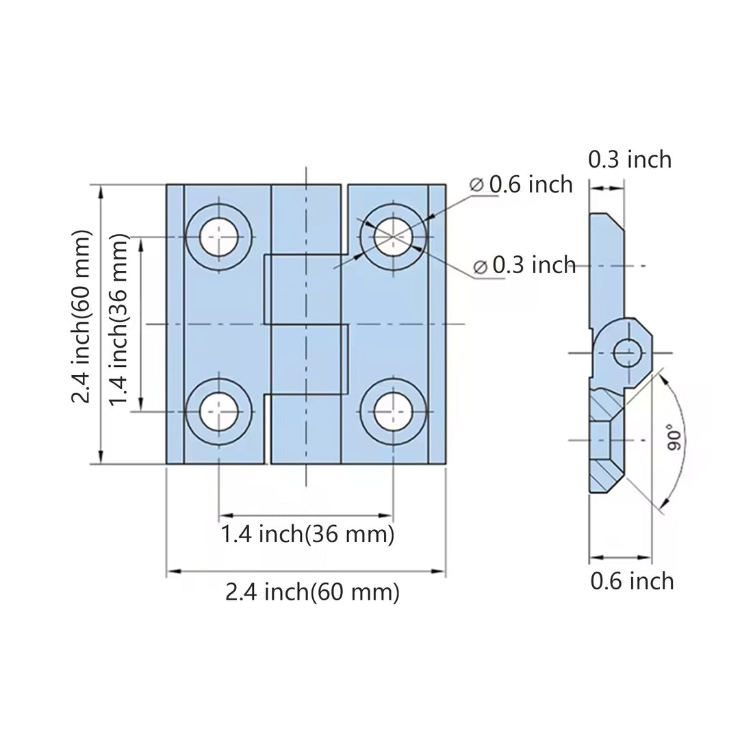 2.4 Inch Black Zinc Alloy Hinge Suface Mount for Cabinet Door