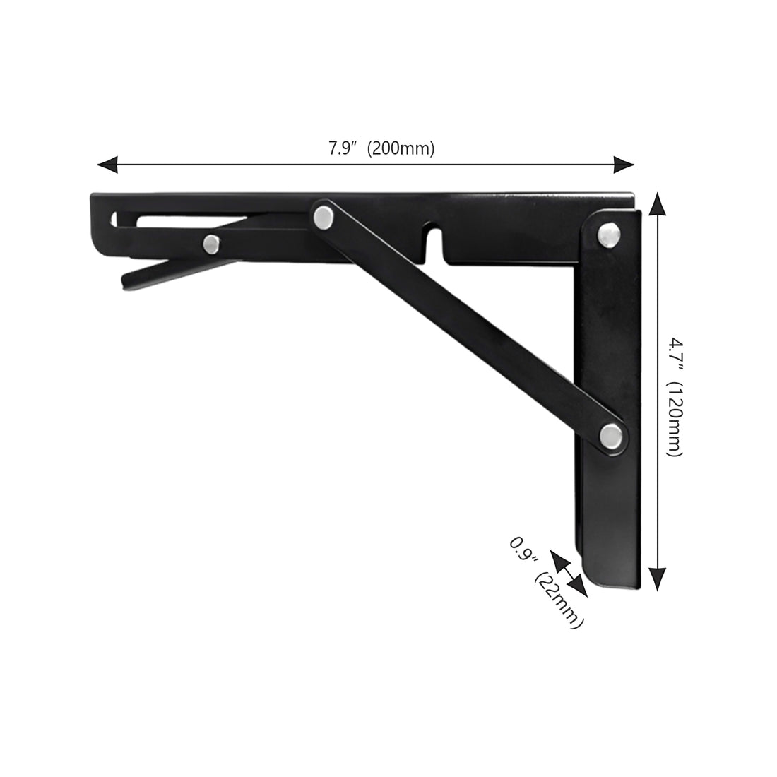 8" Folding Shelf Bracket Stainless Steel Load 300lbs Wall Mounted, 2 Pack