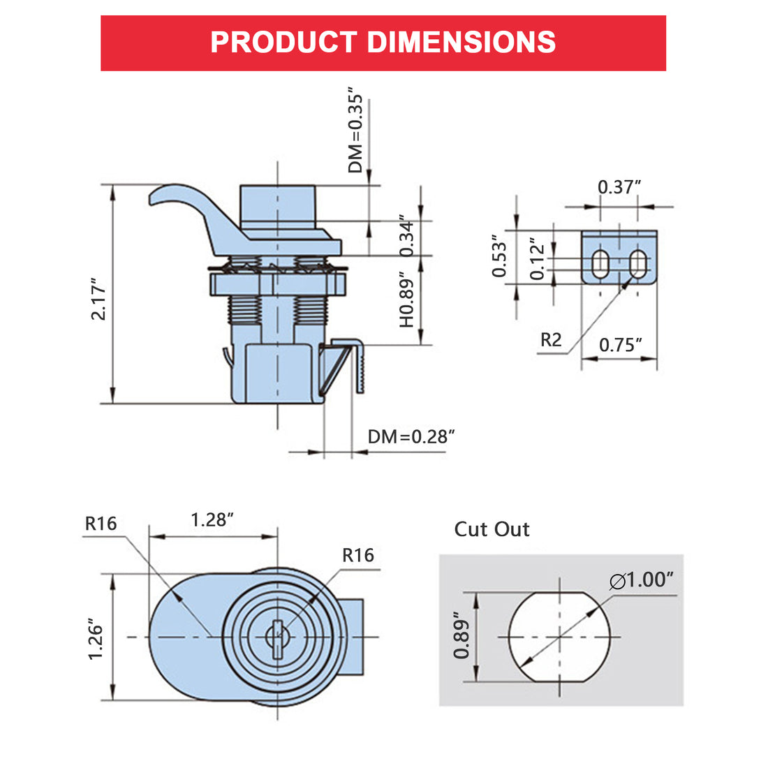 Push to Close Latch Cam Lock Push Button Slam Latch