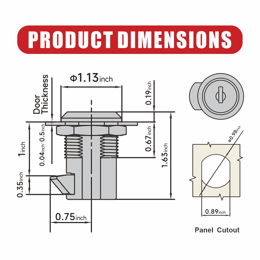 Polished Surface Slam Latch Push to Close Key Actuated