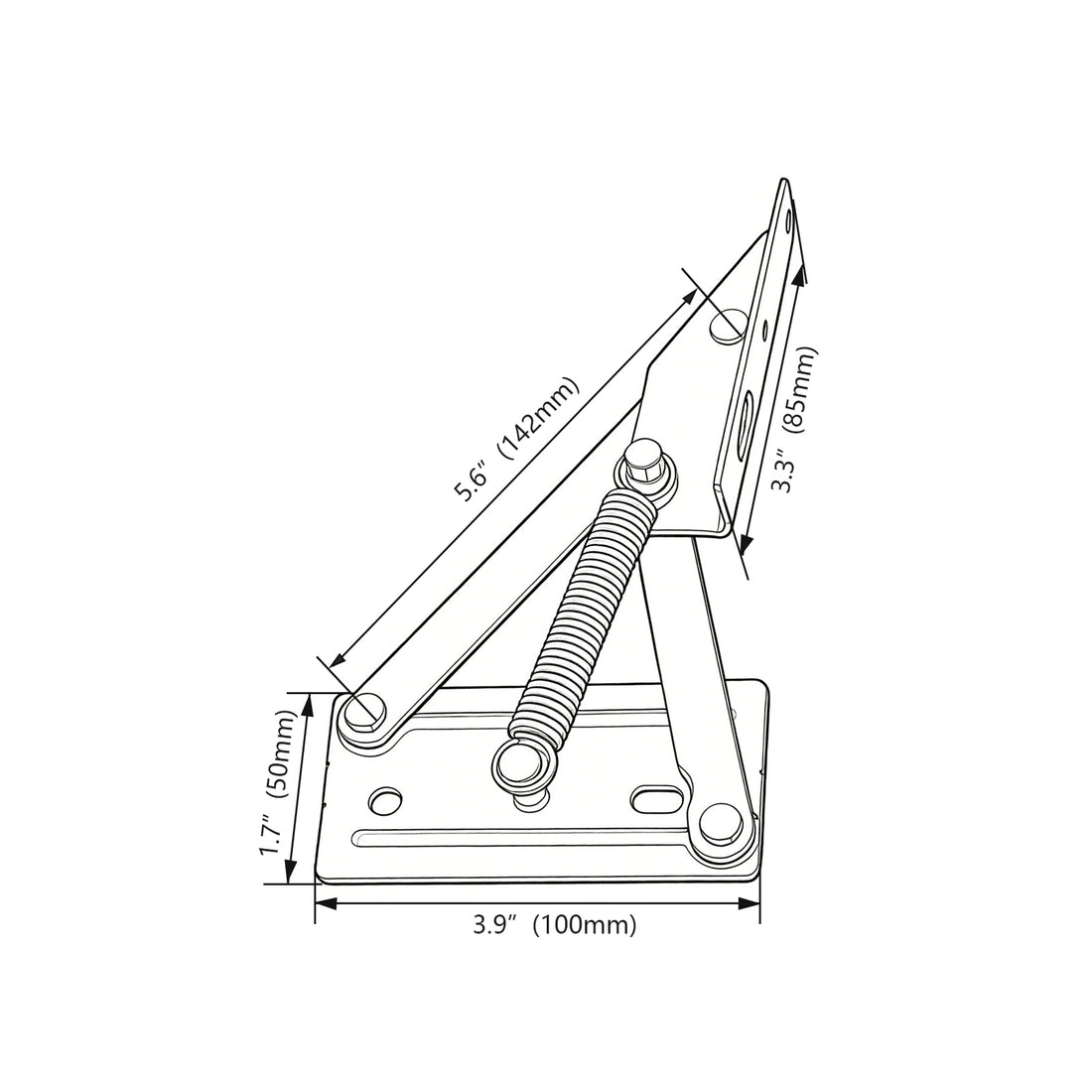 Foldable Lifting Bracket Black Heavy-Duty Spring, 1 Pair
